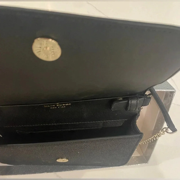 KATE SPADE Convertible Black Glitter Crossbody/Clutch Handbag NEW in gift box - Picture 7 of 12